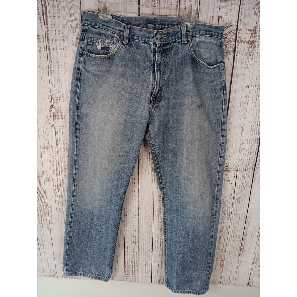 Lacoste Jeans Men’s 46 Relaxed Straight Medium Wash Blue Denim Cotton Work